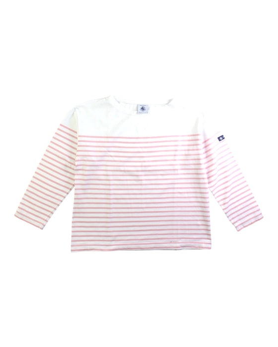 A Pink Long Sleeve T Shirts from Petit Bateau in size 6T for girl. (Front View)