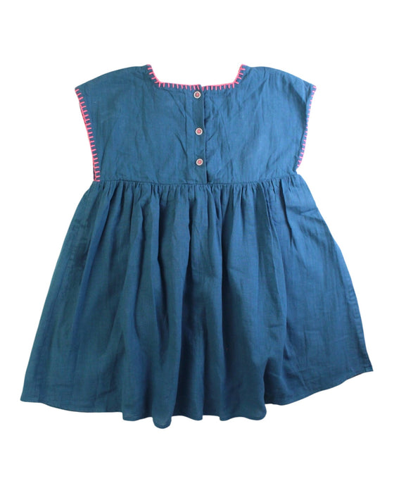 A Blue Sleeveless Dresses from Louise Misha in size 6T for girl. (Back View)