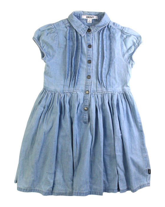 A Blue Short Sleeve Dresses from DKNY in size 5T for girl. (Front View)