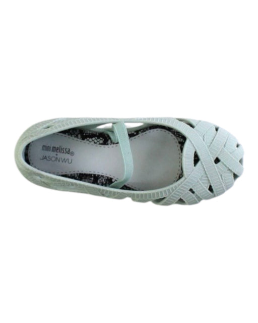 A Green Sandals from Mini Melissa in size 6T for girl. (Front View)