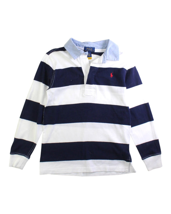 A Navy Long Sleeve Polos from Polo Ralph Lauren in size 6T for boy. (Front View)