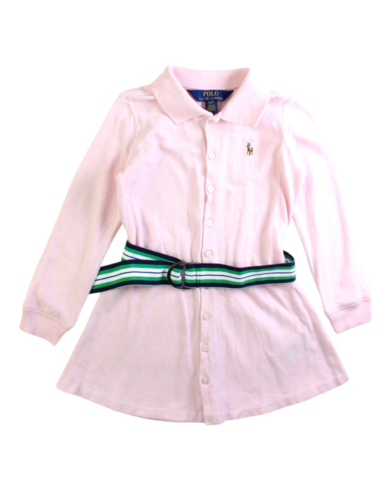 A Pink Long Sleeve Dresses from Polo Ralph Lauren in size 2T for girl. (Front View)