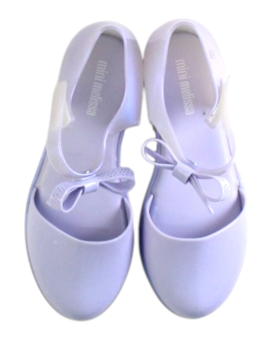 A Purple Flats from Mini Melissa in size 6T for girl. (Back View)