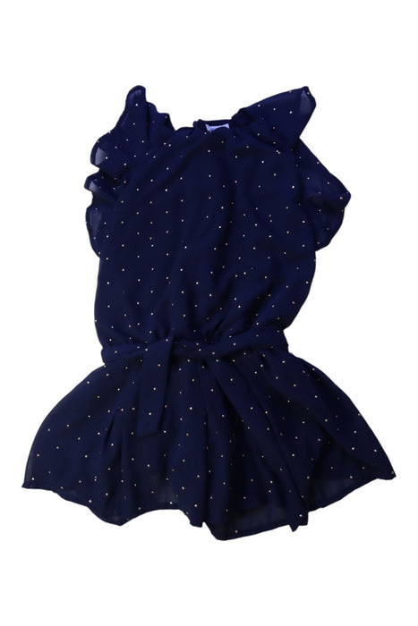 A Navy Sleeveless Rompers from Mayoral in size 5T for girl. (Front View)