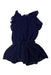 A Navy Sleeveless Rompers from Mayoral in size 5T for girl. (Front View)