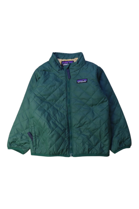 A Green Puffer/Quilted Jackets from Patagonia in size 3T for boy. (Front View)