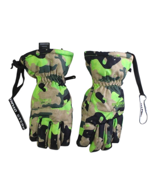 A Green Ski Gloves from OYUKI in size 5T for boy. (Front View)