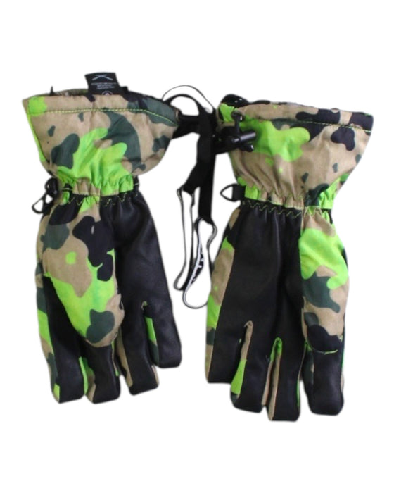 A Green Ski Gloves from OYUKI in size 5T for boy. (Back View)