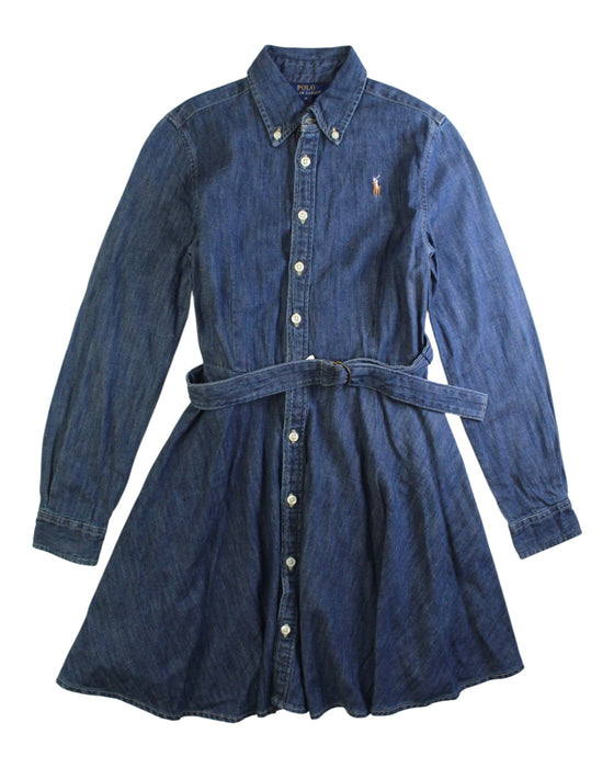 A Blue Long Sleeve Dresses from Polo Ralph Lauren in size 10Y for girl. (Front View)