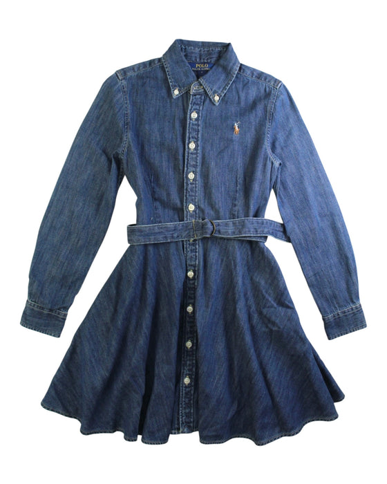 A Blue Long Sleeve Dresses from Polo Ralph Lauren in size 7Y for girl. (Front View)