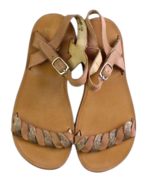 A Beige Sandals from Pom d’Api in size 7Y for girl. (Back View)
