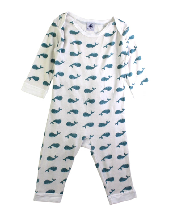 A White Long Sleeve Rompers from Petit Bateau in size 6-12M for boy. (Front View)