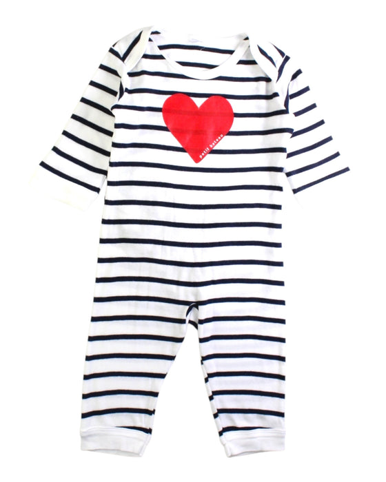 A Navy Long Sleeve Rompers from Petit Bateau in size 6-12M for boy. (Front View)