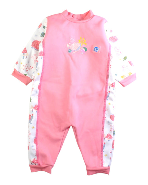 A Pink Wetsuits from Splash About in size 6-12M for girl. (Front View)