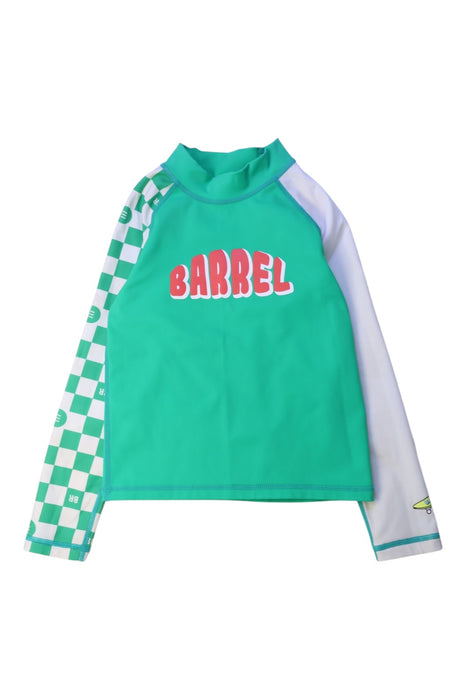 A Green Rash Guards from Barrel in size 3T for girl. (Front View)