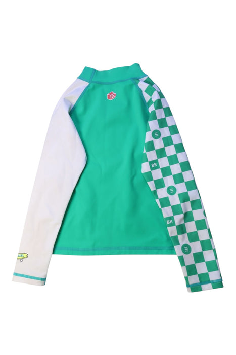 A Green Rash Guards from Barrel in size 3T for girl. (Back View)
