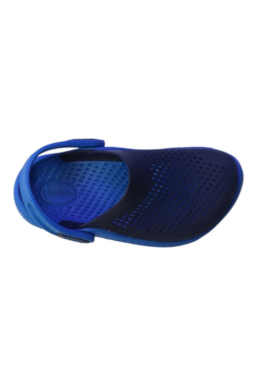 A Blue Aqua Shoes from Crocs in size 5T for boy. (Front View)