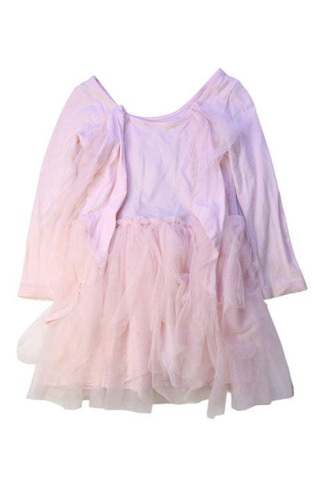 A Pink Long Sleeve Dresses from Seed in size 5T for girl. (Back View)