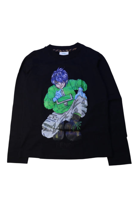 A Black Long Sleeve T Shirts from Fendi in size 6T for boy. (Front View)