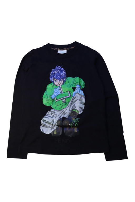 A Black Long Sleeve T Shirts from Fendi in size 6T for boy. (Front View)