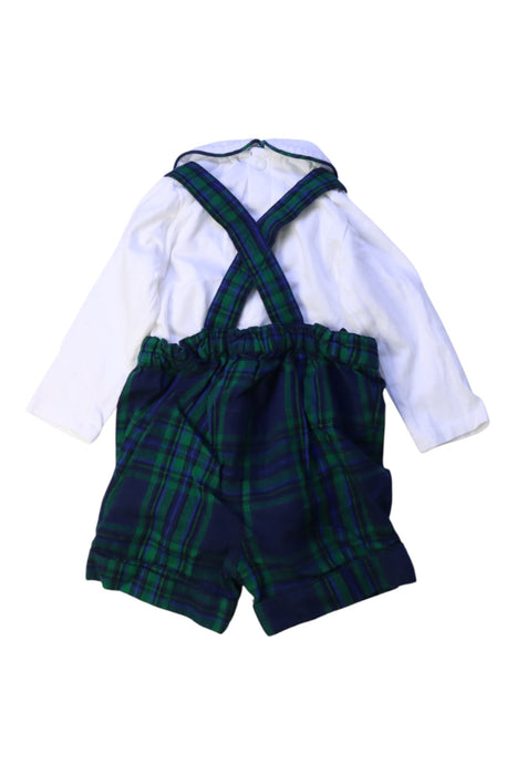 A Blue Overall Shorts from Jojo Maman Bébé in size 3-6M for boy. (Back View)