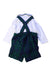 A Blue Overall Shorts from Jojo Maman Bébé in size 3-6M for boy. (Back View)