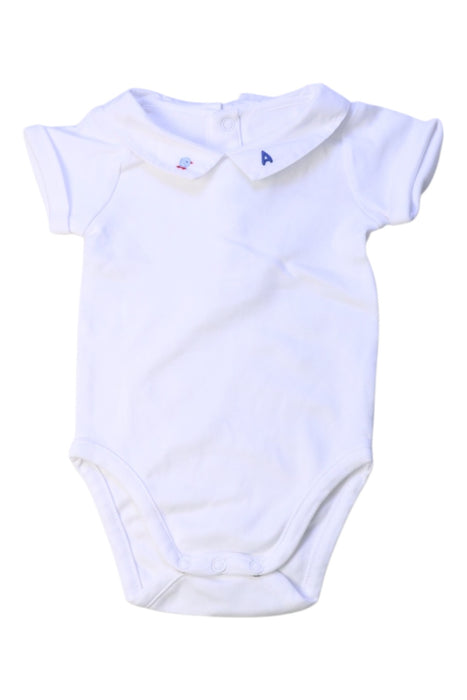 A White Short Sleeve Bodysuits from Jacadi in size 3-6M for boy. (Front View)
