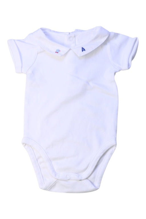 A White Short Sleeve Bodysuits from Jacadi in size 3-6M for boy. (Front View)