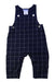 A Navy Long Overalls from Jacadi in size 3-6M for boy. (Front View)