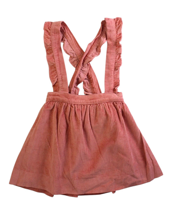 A Pink Overall Shorts from La Coqueta in size 4T for girl. (Front View)