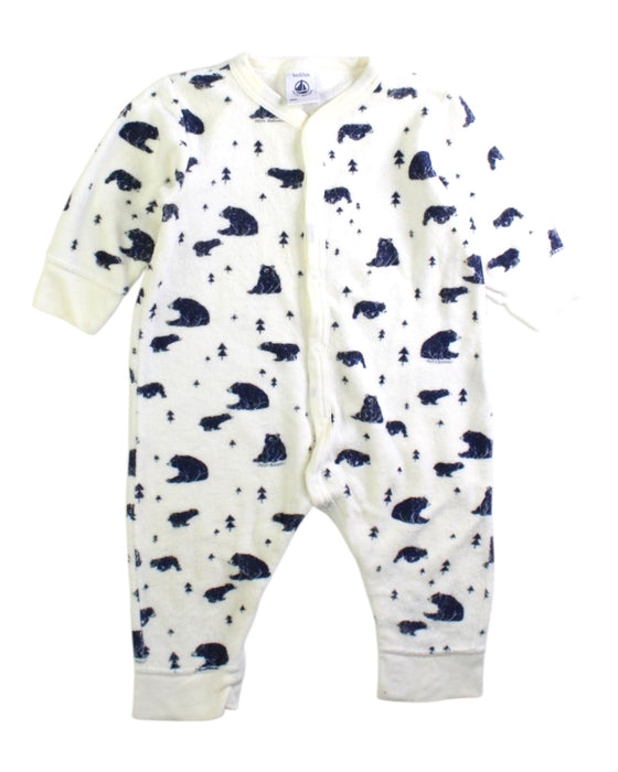 A White Onesies from Petit Bateau in size 3-6M for boy. (Front View)