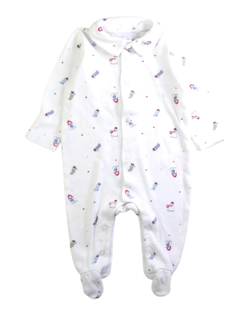 A White Onesies from The Little White Company in size 0-3M for neutral. (Front View)