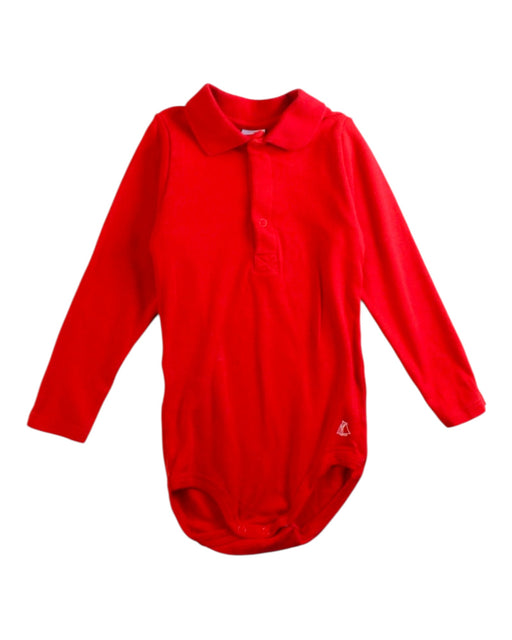 A Red Long Sleeve Bodysuits from Petit Bateau in size 18-24M for boy. (Front View)