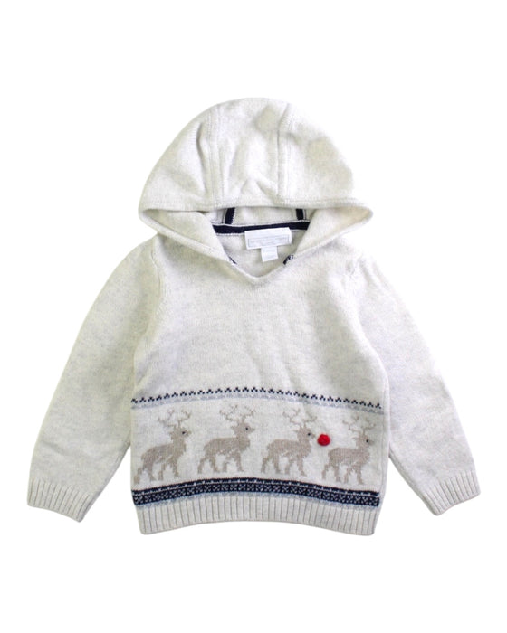 A Ivory Hooded Sweatshirts from The Little White Company in size 6-12M for boy. (Front View)