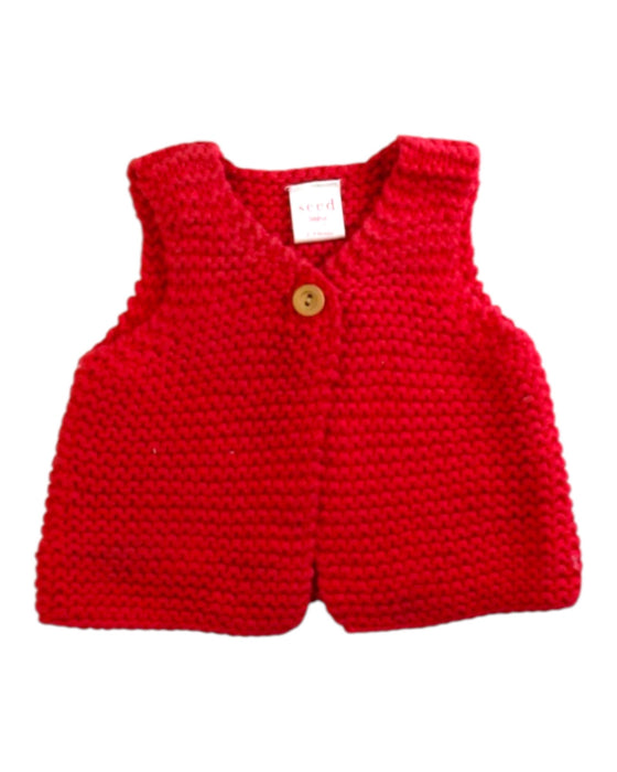 A Red Vests from Seed in size 0-3M for girl. (Front View)