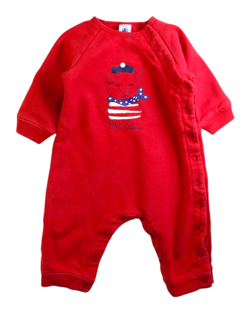 A Red Long Sleeve Rompers from Petit Bateau in size 3-6M for boy. (Front View)
