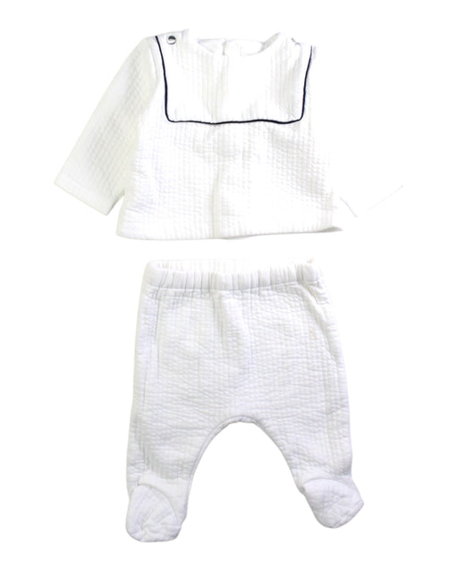 A White Pants Sets from Jacadi in size 3-6M for boy. (Front View)