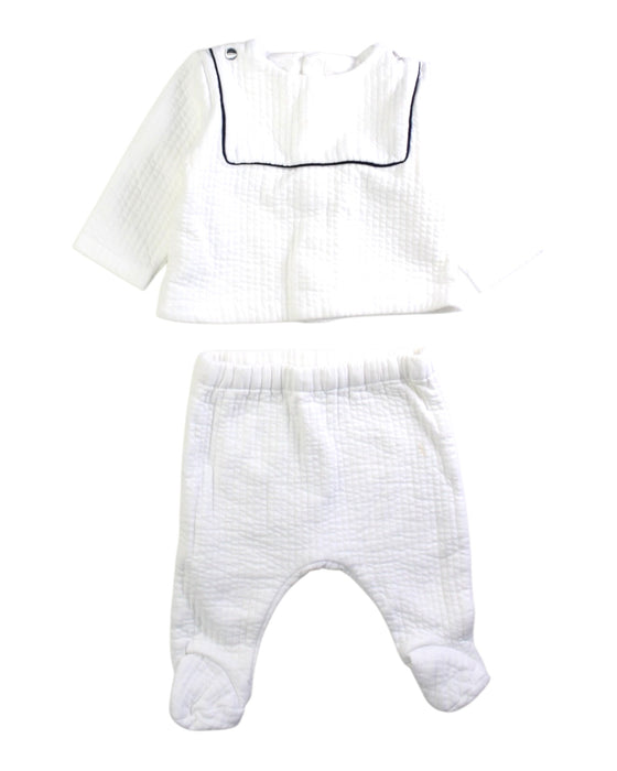 A White Pants Sets from Jacadi in size 3-6M for boy. (Front View)