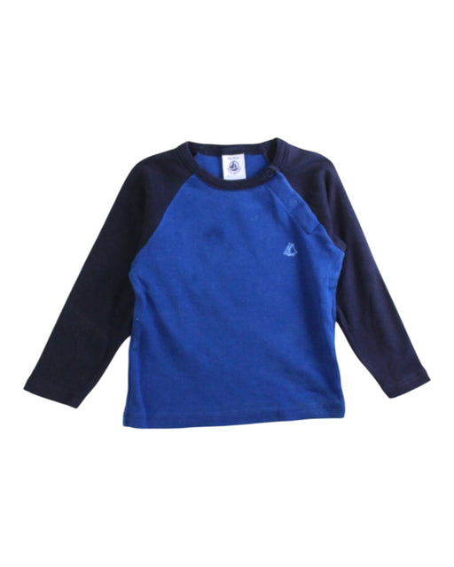 A Blue Long Sleeve T Shirts from Petit Bateau in size 12-18M for boy. (Front View)