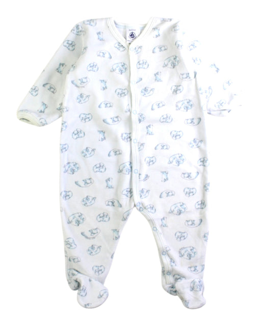 A White Onesies from Petit Bateau in size 3-6M for neutral. (Front View)