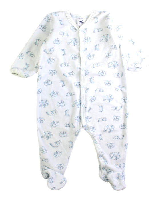 A White Onesies from Petit Bateau in size 3-6M for neutral. (Front View)