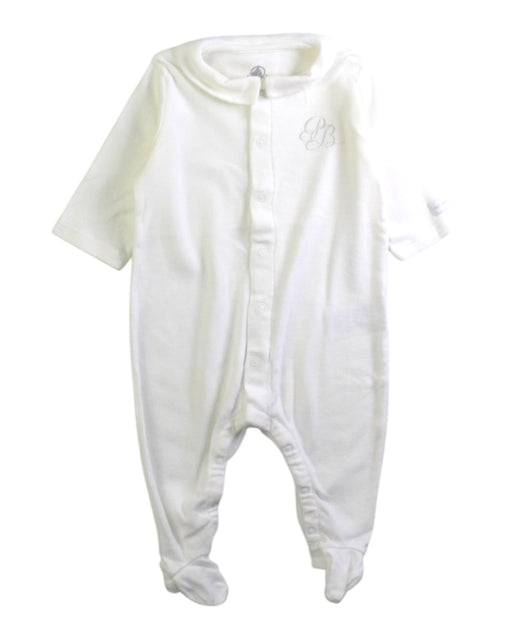 A White Onesies from Petit Bateau in size 0-3M for boy. (Front View)