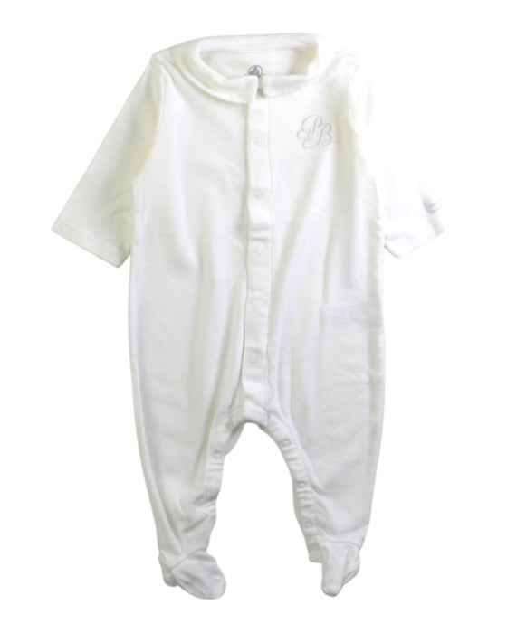 A White Onesies from Petit Bateau in size 0-3M for boy. (Front View)