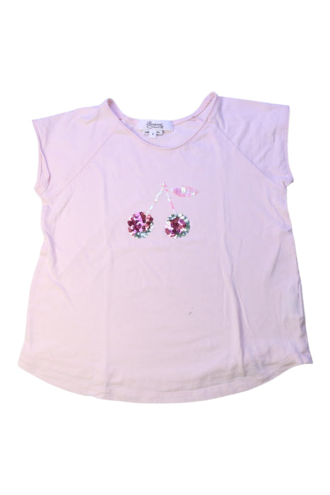 A Pink Short Sleeve Tops from Bonpoint in size 6T for girl. (Front View)