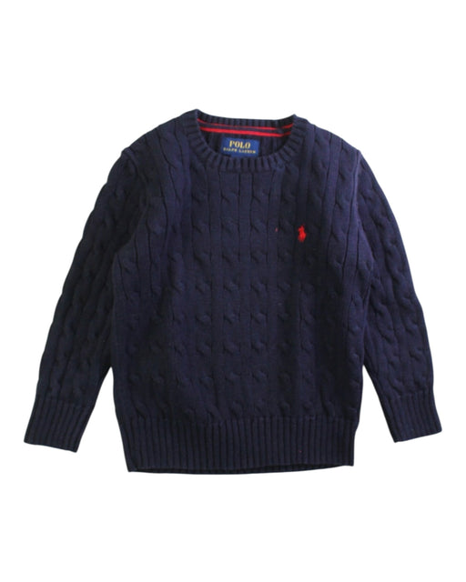 A Navy Knit Sweaters from Polo Ralph Lauren in size 6T for boy. (Front View)