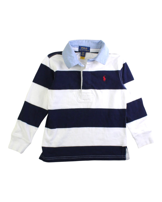 A White Long Sleeve Polos from Polo Ralph Lauren in size 3T for boy. (Front View)