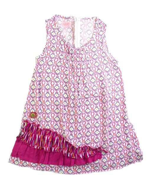 A Multicolour Sleeveless Dresses from La Compagnie des Petits in size 6T for girl. (Front View)