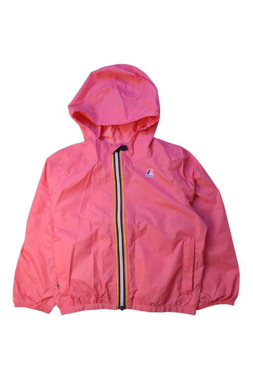 A Pink Lightweight Jackets from K-Way in size 4T for girl. (Front View)