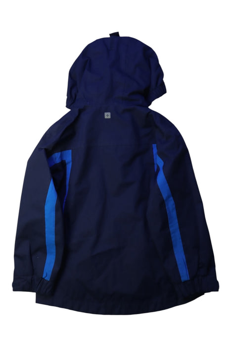 A Blue Rain Jackets from Mountain Warehouse in size 5T for boy. (Back View)