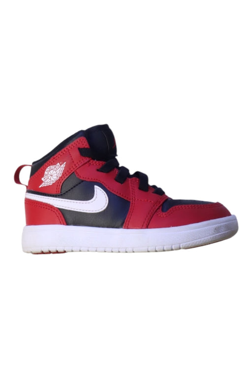 A Red Sneakers from Air Jordan in size 4T for boy. (Front View)